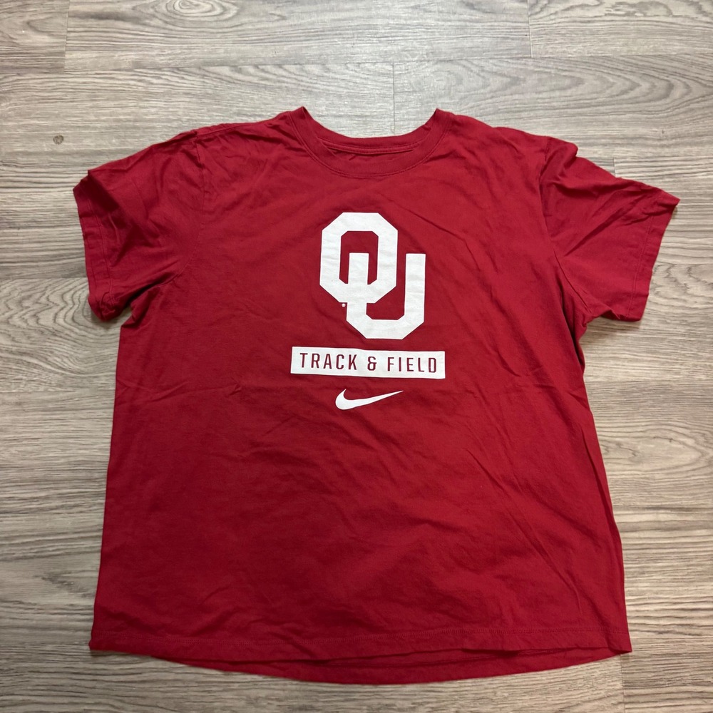 Nike Oklahoma Sooners Track & Field T-Shirt Red Mens XL OU Graphic Tee